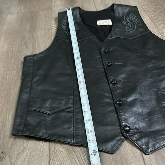 Ruddock Vintage Black Leather Western‎ Cowboy Vest Size 42